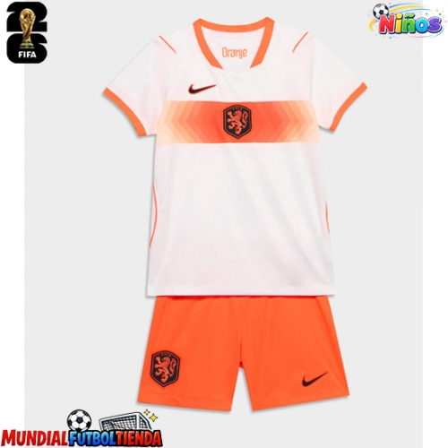 Camiseta Países Bajos Segunda Equipación Replica Mundial 2026 para niños mangas cortas (+ Pantalones cortos)